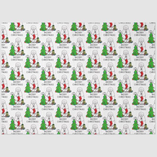 メリークリスマスツリー2プードル（白）犬かわいい 薄葉紙 (正面)