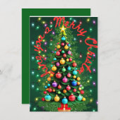メリークリスマスツリー3Dグリーン シーズンカード (正面/裏面)