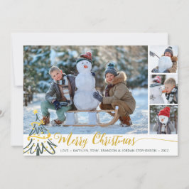 メリークリスマスツリー4フォトコラージュ シーズンカード