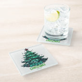 メリークリスマスツリー ガラスコースター (アングル)