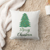 メリークリスマスツリー – グリーングリッター クッション (ブランケット)