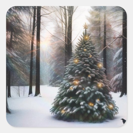 メリークリスマスツリー スクエアシール (正面)