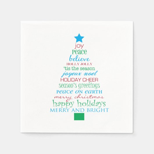 メリークリスマスツリー スタンダードカクテルナプキン (正面)
