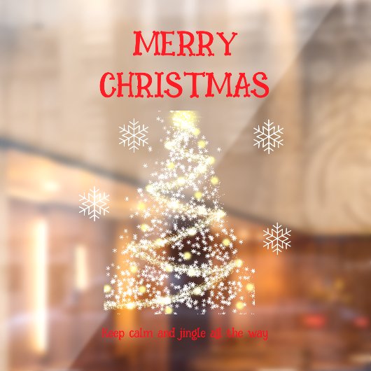 メリークリスマスツリー&スノーフレークの窓が貼り付く ウィンドウサイン (シート2)