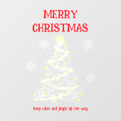 メリークリスマスツリー&スノーフレークの窓が貼り付く ウィンドウサイン (シート)