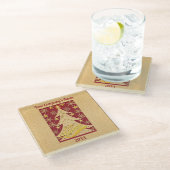 メリークリスマスツリー、スノーフレーク&スターシルエット ガラスコースター (アングル)