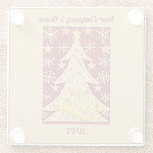 メリークリスマスツリー、スノーフレーク&スターシルエット ガラスコースター (裏面)