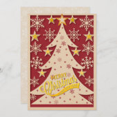 メリークリスマスツリー、スノーフレーク&スターシルエット シーズンカード (正面/裏面)