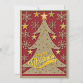 メリークリスマスツリー、スノーフレーク&スターシルエット シーズンカード (正面)