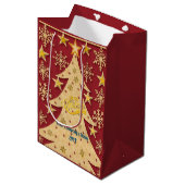 メリークリスマスツリー、スノーフレーク&スターシルエット ミディアムペーパーバッグ (正面アングル)