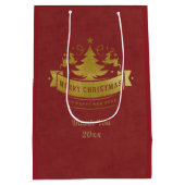 メリークリスマスツリー、スノーフレーク&スターシルエット ミディアムペーパーバッグ (裏面)