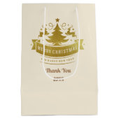 メリークリスマスツリー、スノーフレーク&スターシルエット ミディアムペーパーバッグ (裏面)