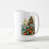 メリークリスマスツリー |ハッピーホリデー コーヒーマグカップ (正面右)