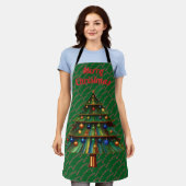 メリークリスマスツリー ホリデー エプロン (着用した状態)