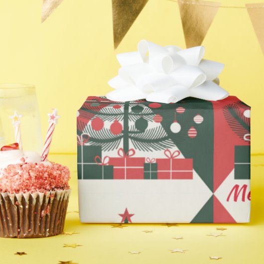 メリークリスマスツリー ラッピングペーパー (誕生日パーティー)