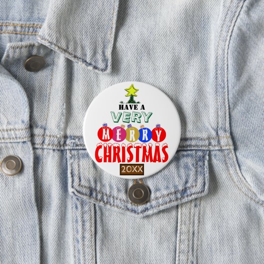 メリークリスマスツリー 赤 青 ゴールド オーナメント 缶バッジ (インサイチュ)