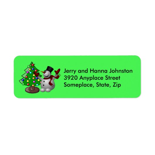 メリークリスマスツリー&雪だるま住所 シール (正面)