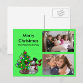 メリークリスマスツリー&雪だるま写真はがき シーズンポストカード (正面/裏面)