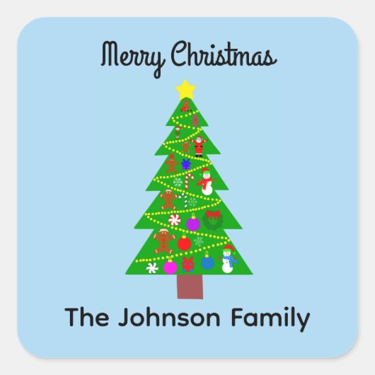 メリークリスマスツリー#1シール スクエアシール (正面)