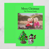 メリークリスマスツリー&3D雪だるまフラットカード シーズンカード (正面/裏面)