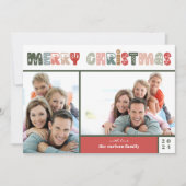メリークリスマスツーフォトファミリーホリデーカード シーズンカード (正面)