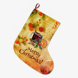 メリークリスマスティーカップオレンジベリーシナモン ラージクリスマスストッキング