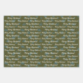 メリークリスマスティール（緑がかった色）グリーンヴィンテージ ラッピングペーパーシート (正面)