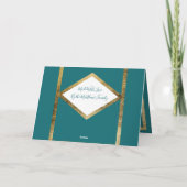 メリークリスマスティール（緑がかった色）グリーン金ゴールド写真 シーズンカード (裏面)