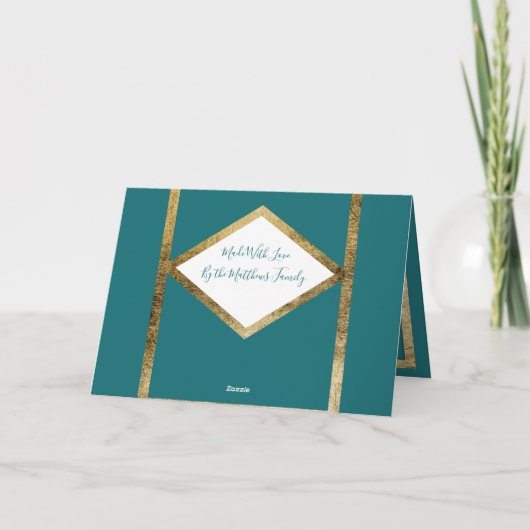 メリークリスマスティール(緑がかった色)グリーン金ゴールド写真 シーズンカード (裏面)