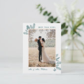 メリークリスマスティール(緑がかった色)フローラ |写真ホリデーカード シーズンポストカード (スタンド正面)