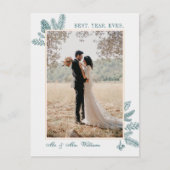 メリークリスマスティール(緑がかった色)フローラ |写真ホリデーカード シーズンポストカード (正面)