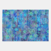 メリークリスマスティール（緑がかった色）ブルーウィンター ラッピングペーパーシート (正面2)