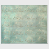 メリークリスマスティール（緑がかった色）金ゴールドセピアブルラップコテージ ラッピングペーパー (フラット)