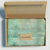 メリークリスマスティール(緑がかった色)金ゴールドセピアブルラップコテージ ラッピングペーパー