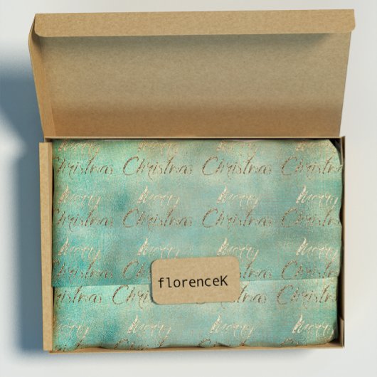 メリークリスマスティール（緑がかった色）金ゴールドセピアブルラップコテージ ラッピングペーパー