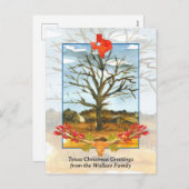 メリークリスマステキサス州ロングホーンパーソナライズされたスター シーズンポストカード (正面/裏面)