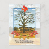 メリークリスマステキサス州ロングホーンパーソナライズされたスター シーズンポストカード (正面)