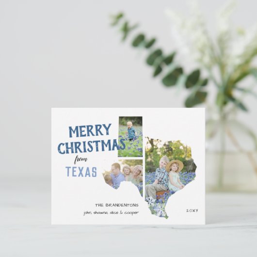 メリークリスマステキサス州3枚写真はがき ポストカード (スタンド正面)