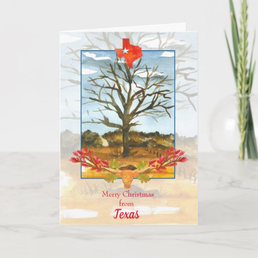 メリークリスマステキサス州・ロングホーン カード (正面)