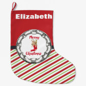 メリークリスマステディベアヴィンテージサークル ラージクリスマスストッキング (正面)