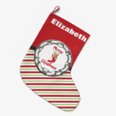 メリークリスマステディベアヴィンテージサークル ラージクリスマスストッキング (正面 (吊り時))