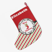 メリークリスマステディベアヴィンテージサークル ラージクリスマスストッキング (裏面 (吊り時))