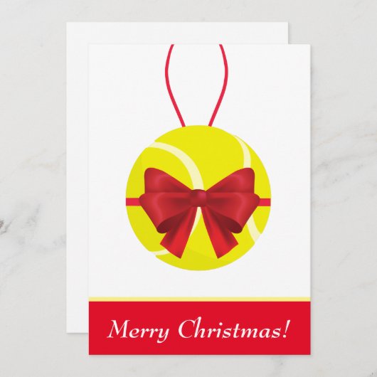 メリークリスマステニスボールギフト&レッドボウホリデー シーズンカード (正面/裏面)