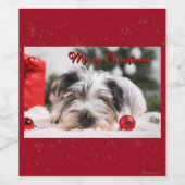 メリークリスマステリアペット犬かわいい ワインラベル (シングルラベル)