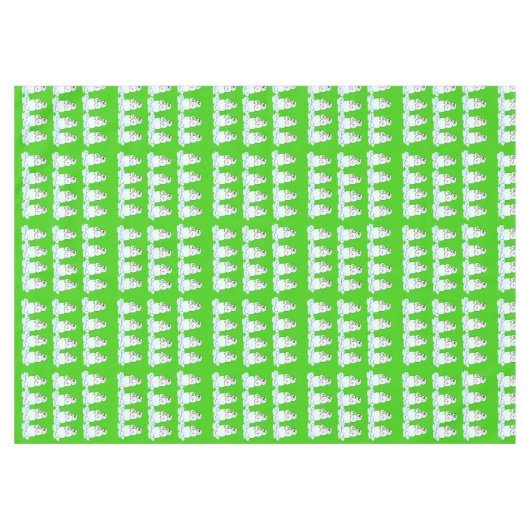 メリークリスマステーブルクロス、のどが渇いた雪だるまグリーン テーブルクロス (正面(横))