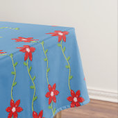 メリークリスマステーブルクロス，ポインセチア・ブルーフローラ テーブルクロス (インサイチュ)