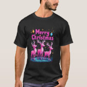 メリークリスマスディアサンタハットクロース動物クリスマス Tシャツ (正面)