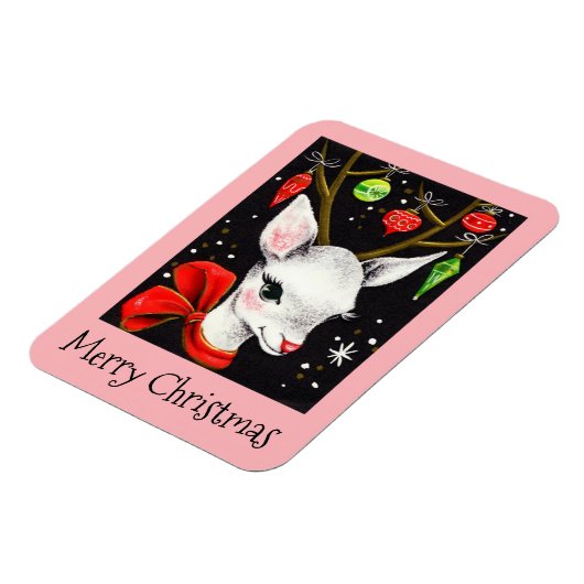 メリークリスマスディアピンクレトロホリデー マグネット (左側)