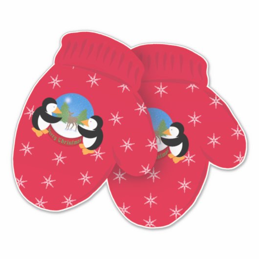 メリークリスマスディアペンギン雪の球大 シール (正面)