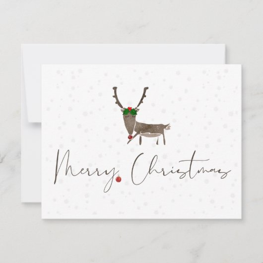 メリークリスマスディアーとオーナメントグリーティングカード シーズンカード (正面)